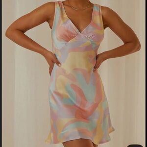 Peppermayo Audrey Vintage Slip Dress in Pastel Wave